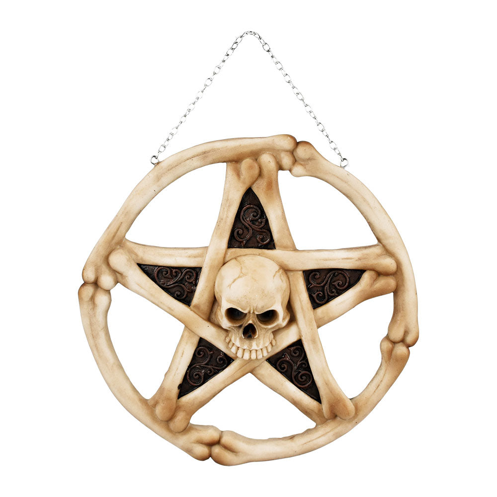 Skeletal Pentacle Skull & Bones Hanging Wall Decor – 8.5″