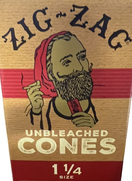 Unbleached Zig-Zag 1.25 1 1/4″ Size Natural Rolling Cones Kit 6 Pack