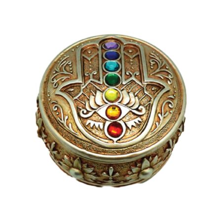 Hamsa Chakra Round Stash Box
