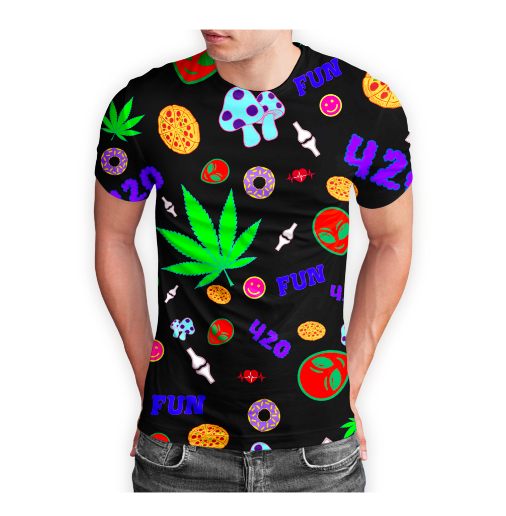Mushroom Donut Leaf Graphic T-Shirt 5-Pack – Polyester