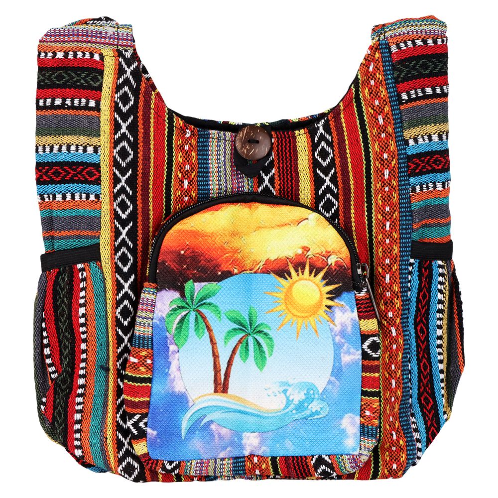 ThreadHeads Scenic Beach Aztec Patchwork Shoulder Sling Bag – 10.5″x10.5″