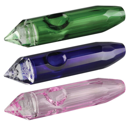 Crystal Chakra Glass Hand Pipe - 4.5" - Colors Vary