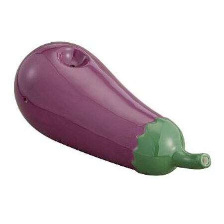 Ceramic Eggplant Hand Pipe 7.5 Inch Novelty Fruit Pipe