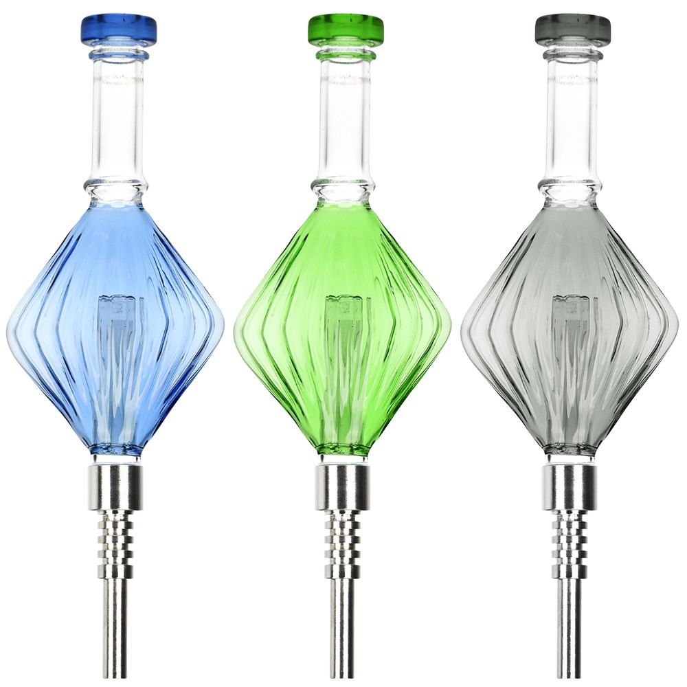 Retro Art Deco Diamond Bubbler Glass Dab Straw – 8.25