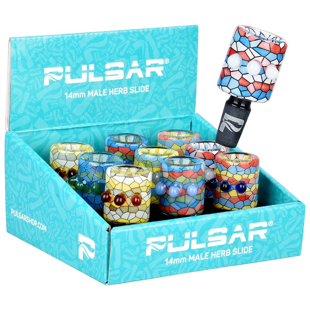 Pulsar Inside Print Mosaic Bead Grip Herb Slide – 14mm M/ 9ct