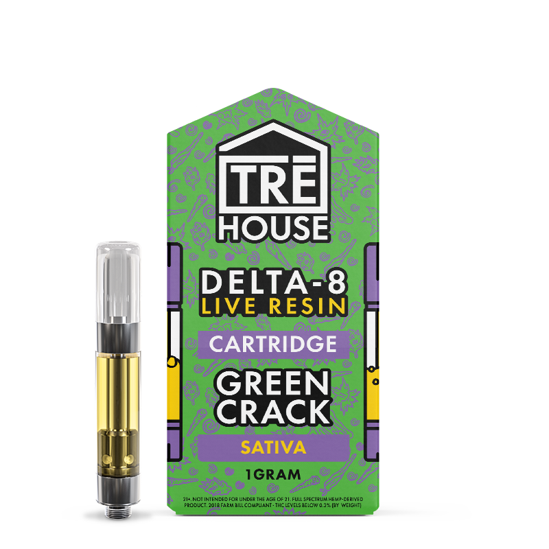 Cartridges – Green Crack – Sativa – Live Resin – Delta 8 – (50 x 5 Pack) – 250pc MC