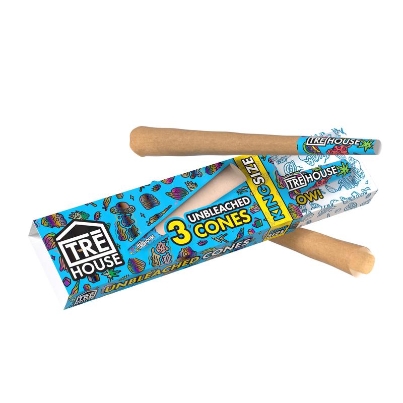 Pre Roll Cones – 3 Pack – King Size Slim – Unbleached – (24 x 24 Packs) 576pc MC