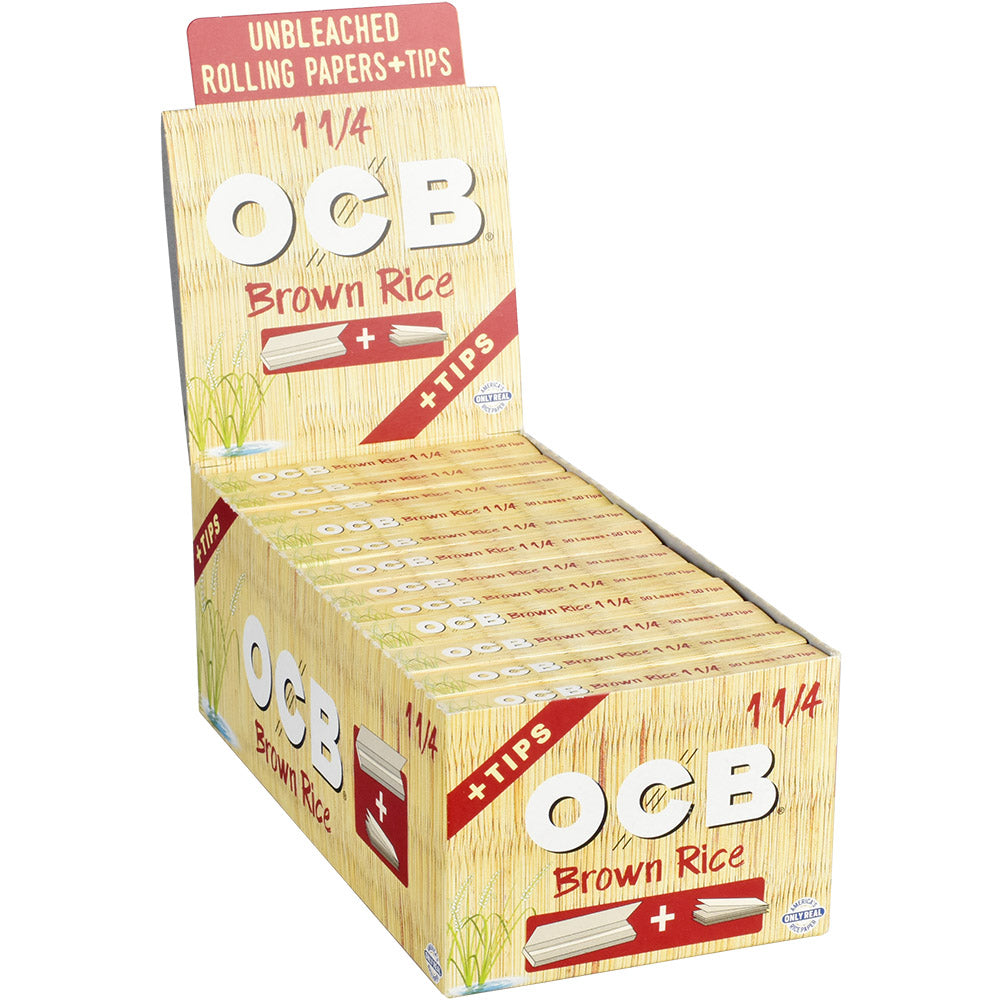 OCB Brown Rice Rolling Papers W/ Tips 24pcs