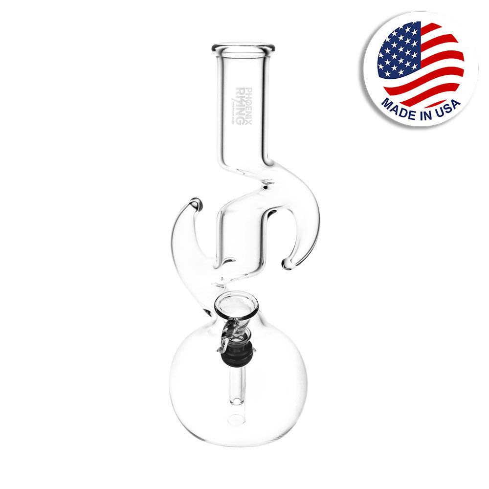 Phoenix Rising Zig Zag Diablo Bubble Base Water Pipe – 9″ / Clear