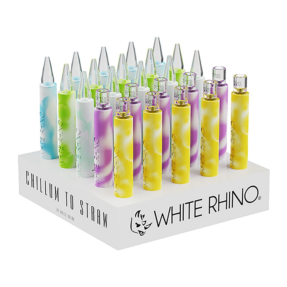 White Rhino Quartz Chillum To Straw – 5″ / Glow In The Dark 25ct