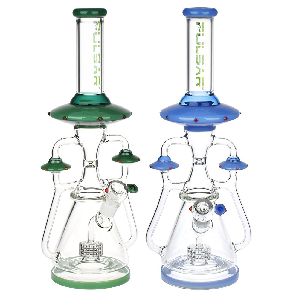 Pulsar Far-Out Visitors Recycler Glass Water Pipe | 17.25″ | 19mm F