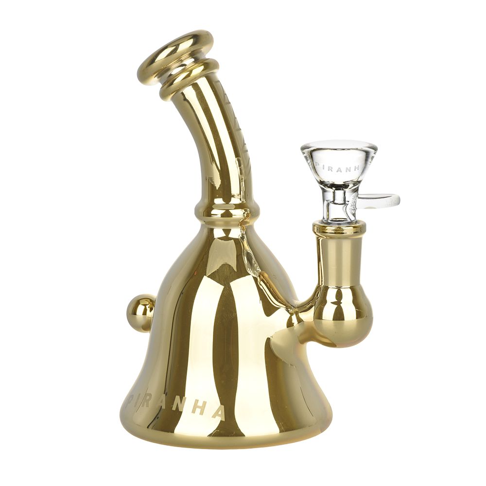 Piranha Bell Electroplated Glass Rig Style Water Pipe – 5.5″ / 14mm F