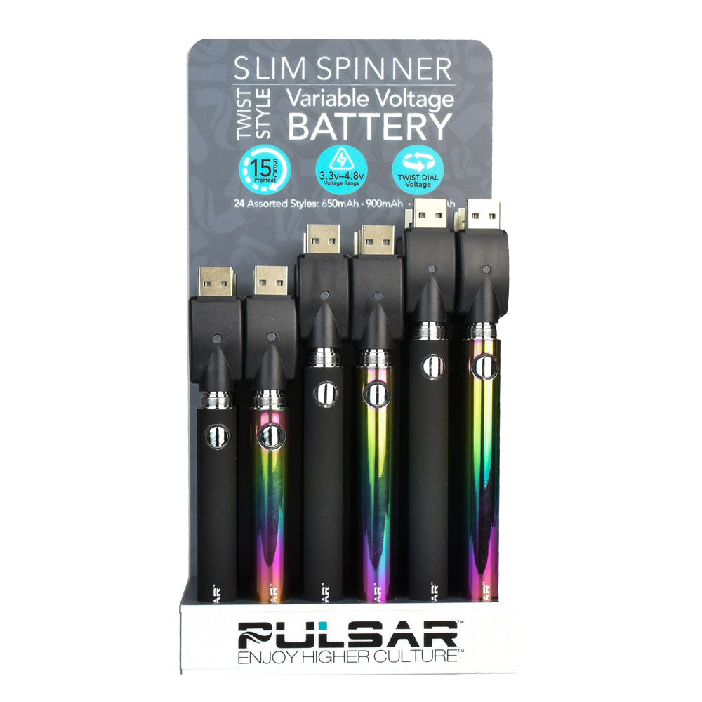Pulsar Slim Spinner Twist Style VV Batteries- Asst mAh – 24PC