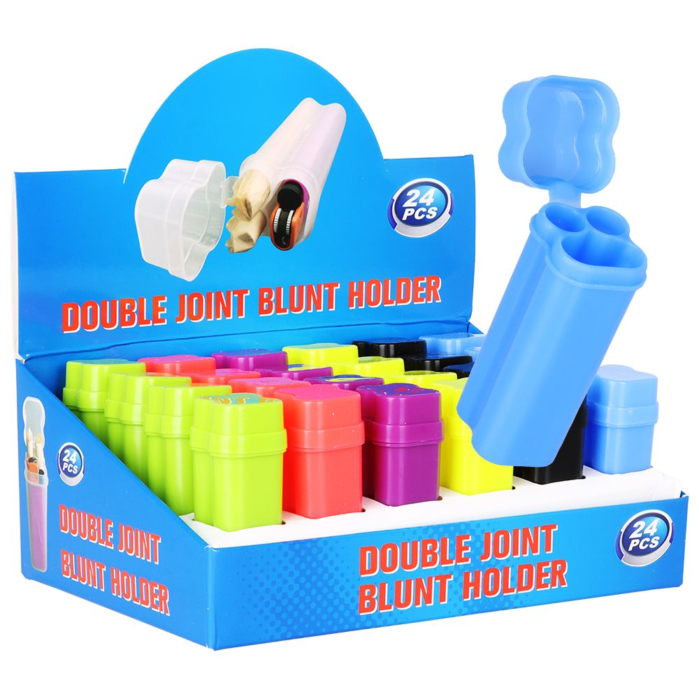24CT DISPLAY – Double Blunt Holder Storage Container – 3.5″ / Assorted Colors