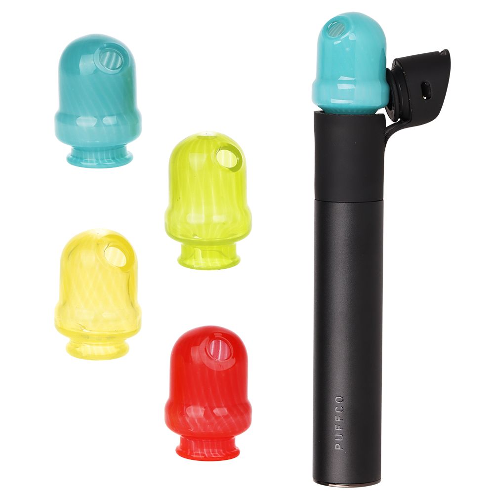 Pulsar Round Tip Glass Mouthpeice Attachment for Puffco Pivot w/ Display Stand – Colors Vary