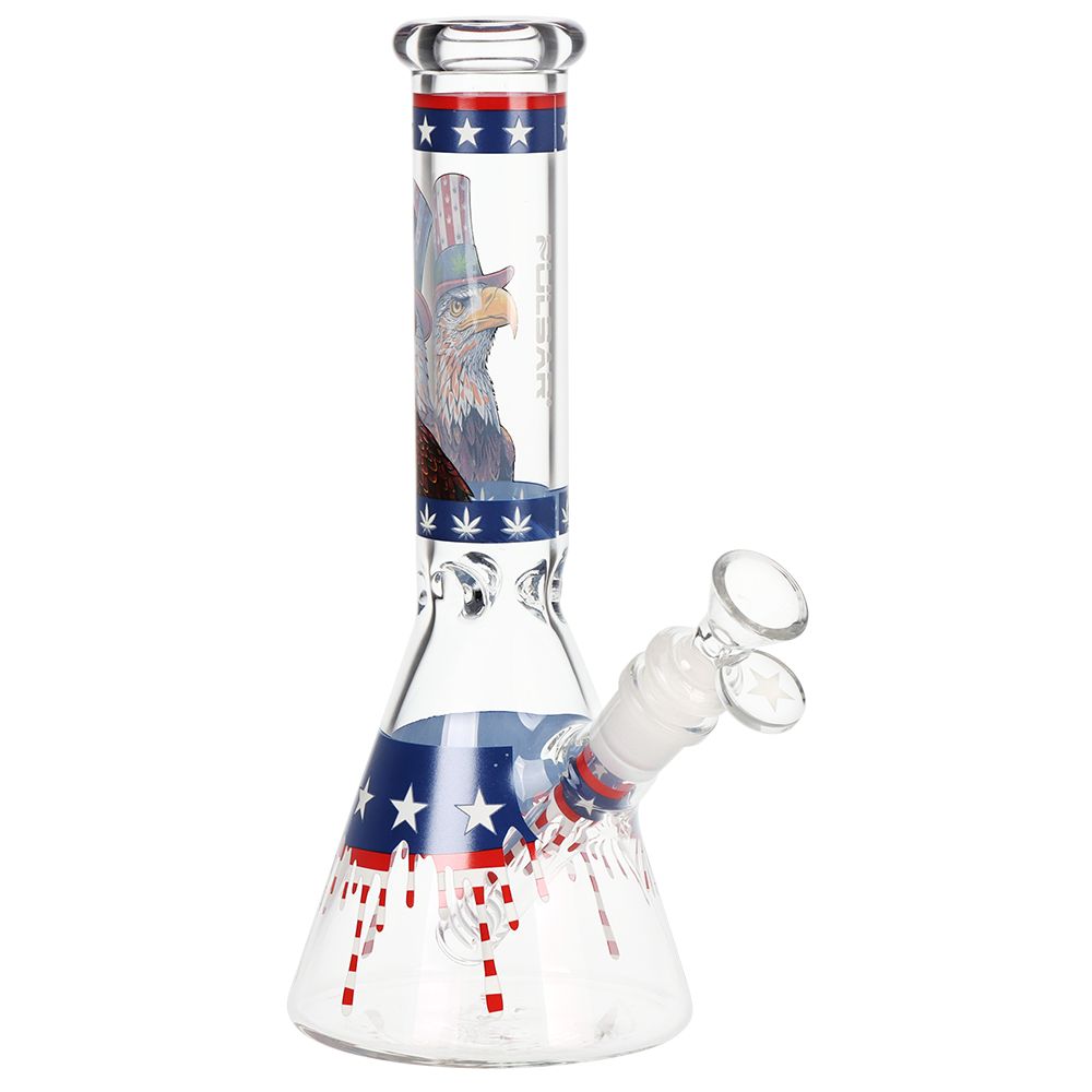 Pulsar Uncle Eagle Sam Beaker Glass Water Pipe – 9.75″ / 14mm F