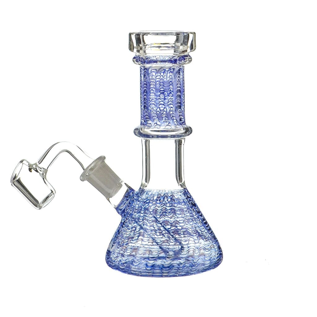 Mini Borosilicate Glass Beaker Bong with Wrap & Rake Design
