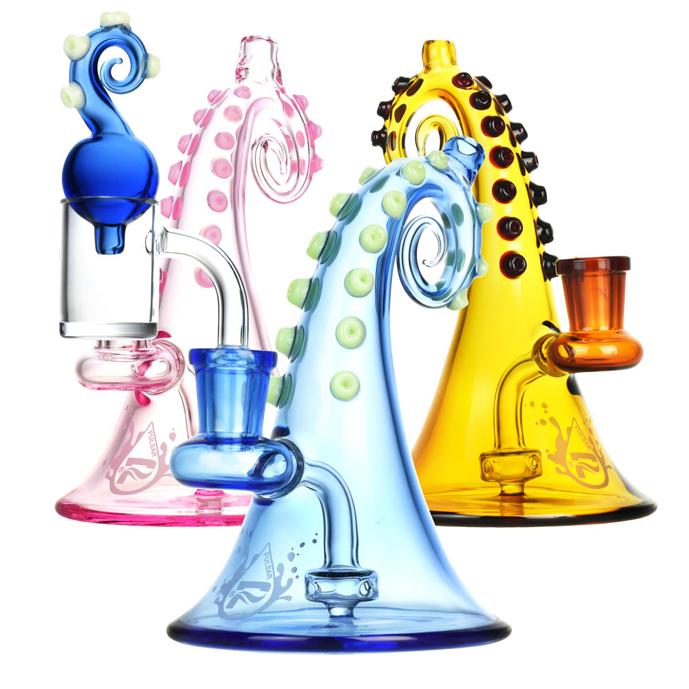 Pulsar Octopus Mini Dab Rig w/ Carb Cap – 4.5″/Colors Vary