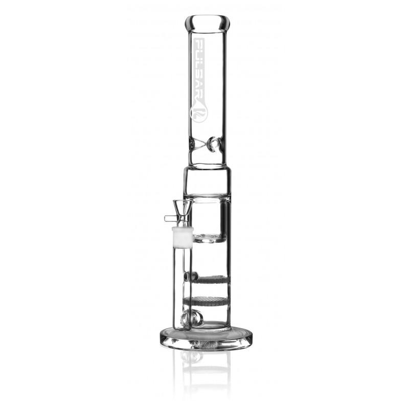 Pulsar Double Honeycomb Perc Bong 17″