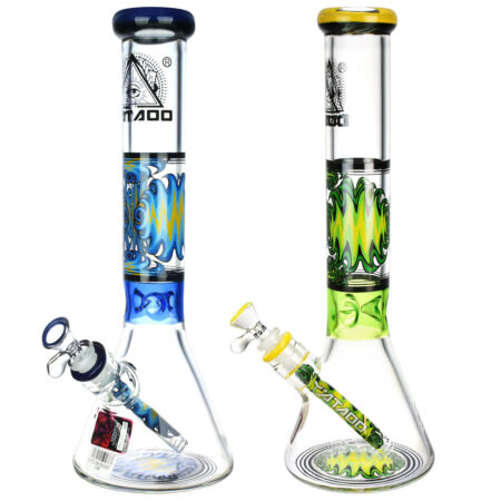 Tataoo Wig Wag Beaker Water Pipe - 14.5"/14mm F/Clrs Vry