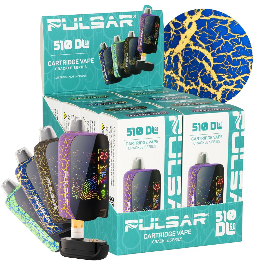 8CT DISPLAY – Pulsar 510 DL 6.0  Curved LCD Screen Vape Bar Crackle Series – 1000mAh / Assorted Colors