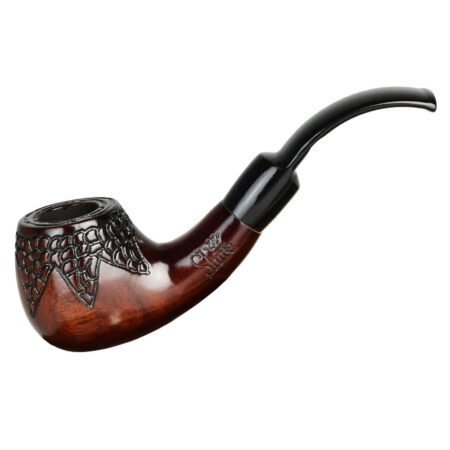 Pulsar Shire Pipes Engraved Bowl Bent Apple Cherry Wood Pipe – 5.5″