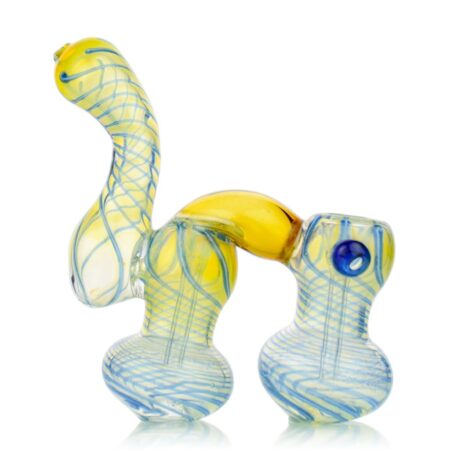 Double Chamber Glass Hand Pipe with Chambers Twists Upwards
