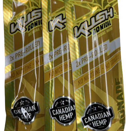 Kush Lemon Herbal Organic Hemp Natural 2 Pre-Rolled Cones Wraps Per Pack (3 Count)