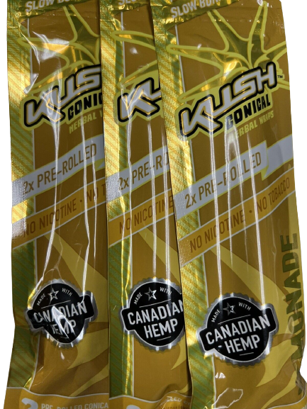 Kush Lemon Herbal Organic Hemp Natural 2 Pre-Rolled Cones Wraps Per Pack (3 Count)