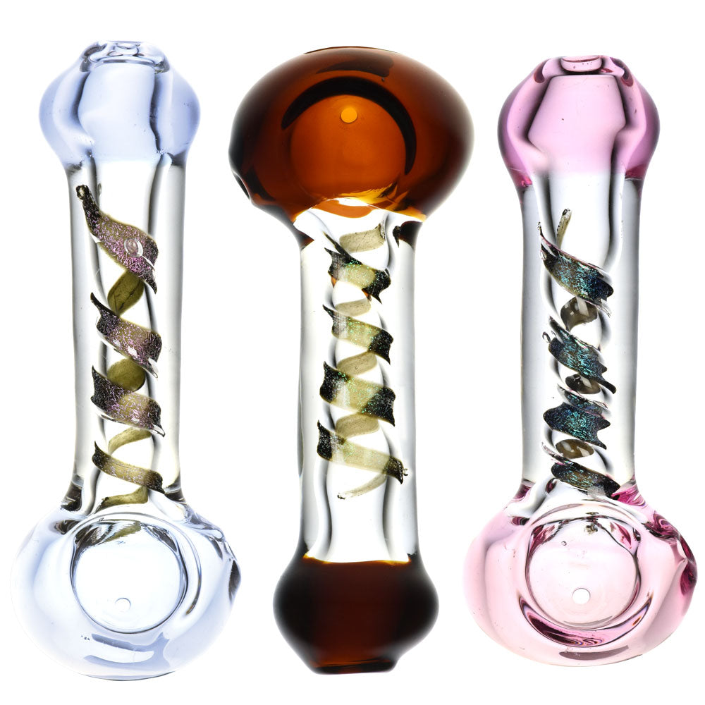 Clear Glass Spoon Pipe w/ Dicro Twist – 4.75″ / Colors Vary