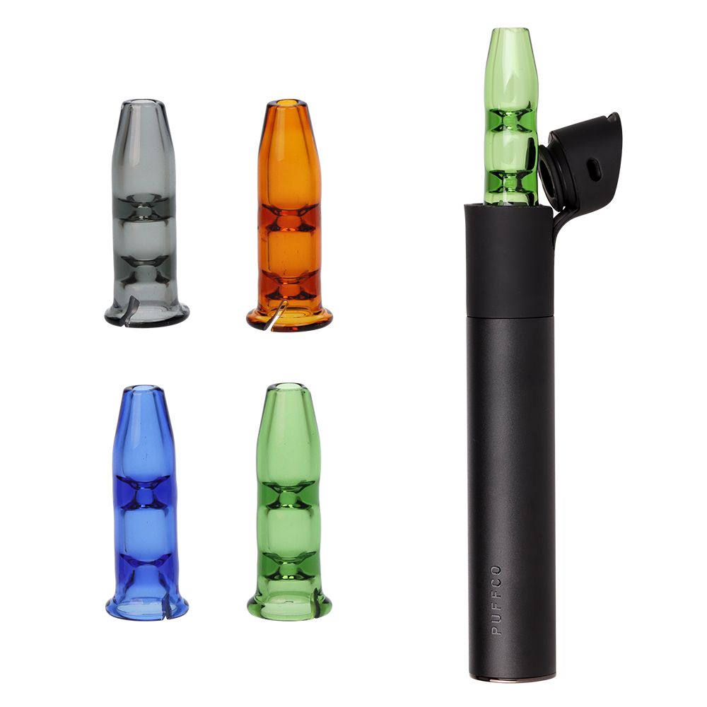 Pulsar Bullet Tip Glass Mouthpiece Attachment for Puffco Pivot w/ Display Stand – Colors Vary