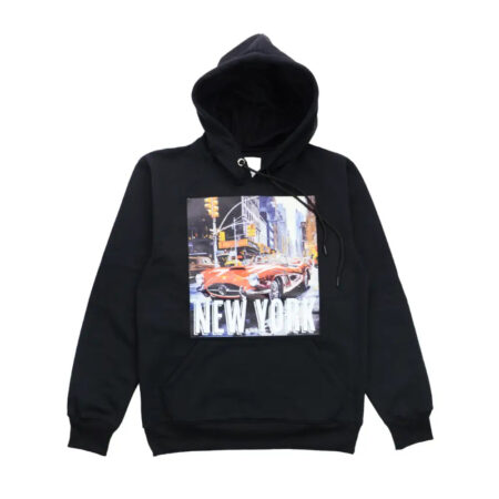 New York Hoodie Bold Silk Screen Print 100 Percent Polyester