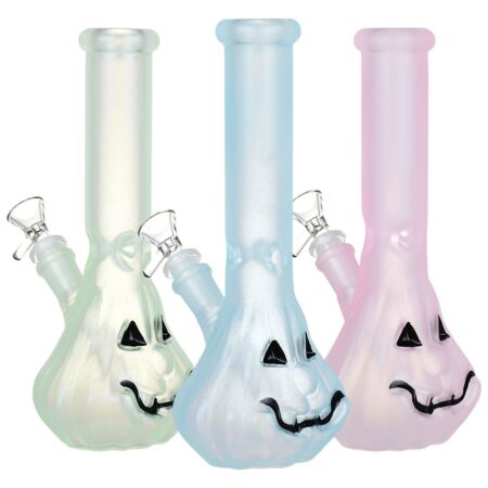 Glow In Dark Jack-O-Lantern Glass Bong – 9.25″ / 14mm F