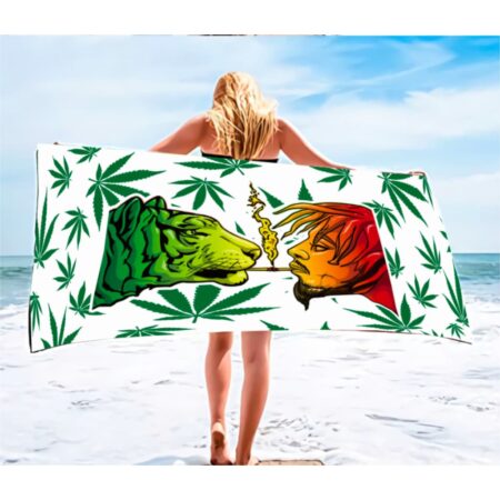 Eye-catching Smoking Beach Towel with Tiger Guy Design