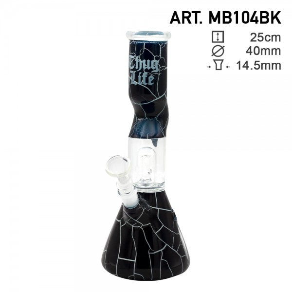 Thug Life | 10″ Cracked Stone Glass Water Pipe