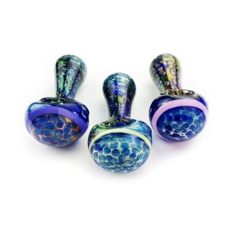 Hand Pipe Gold Fume Glass with Bubble Trap and Slime Head Ring Design