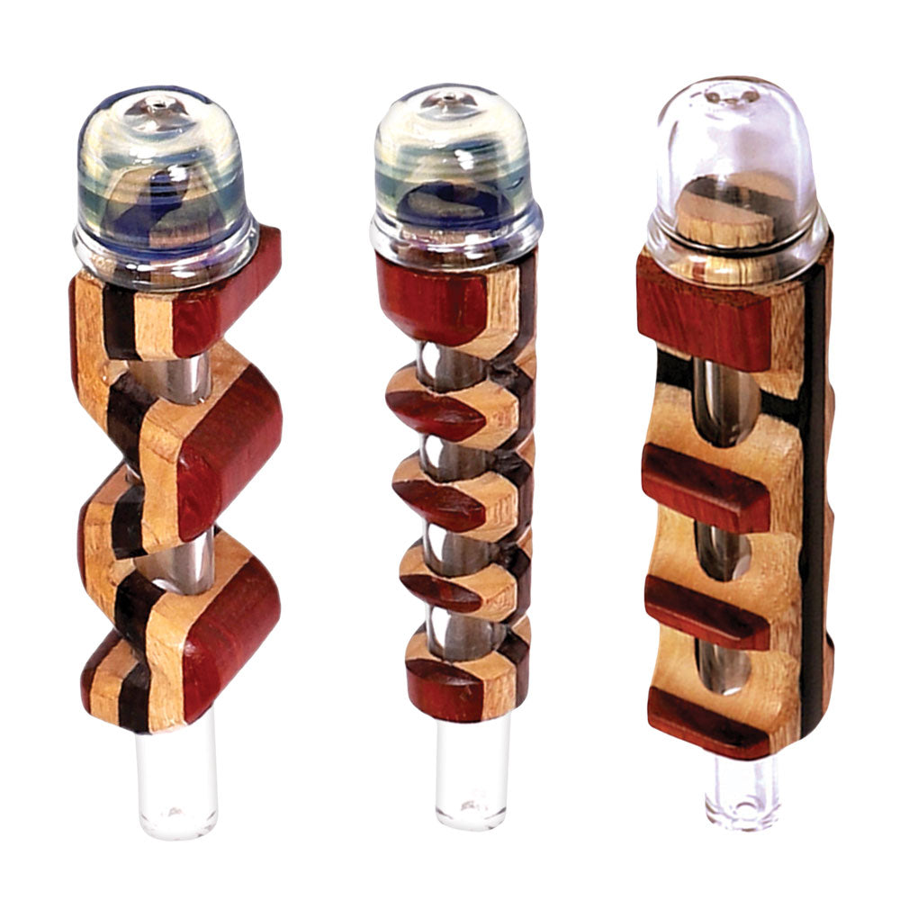 Wood & Glass Threaded Hybrid Pipe | Styles Vary