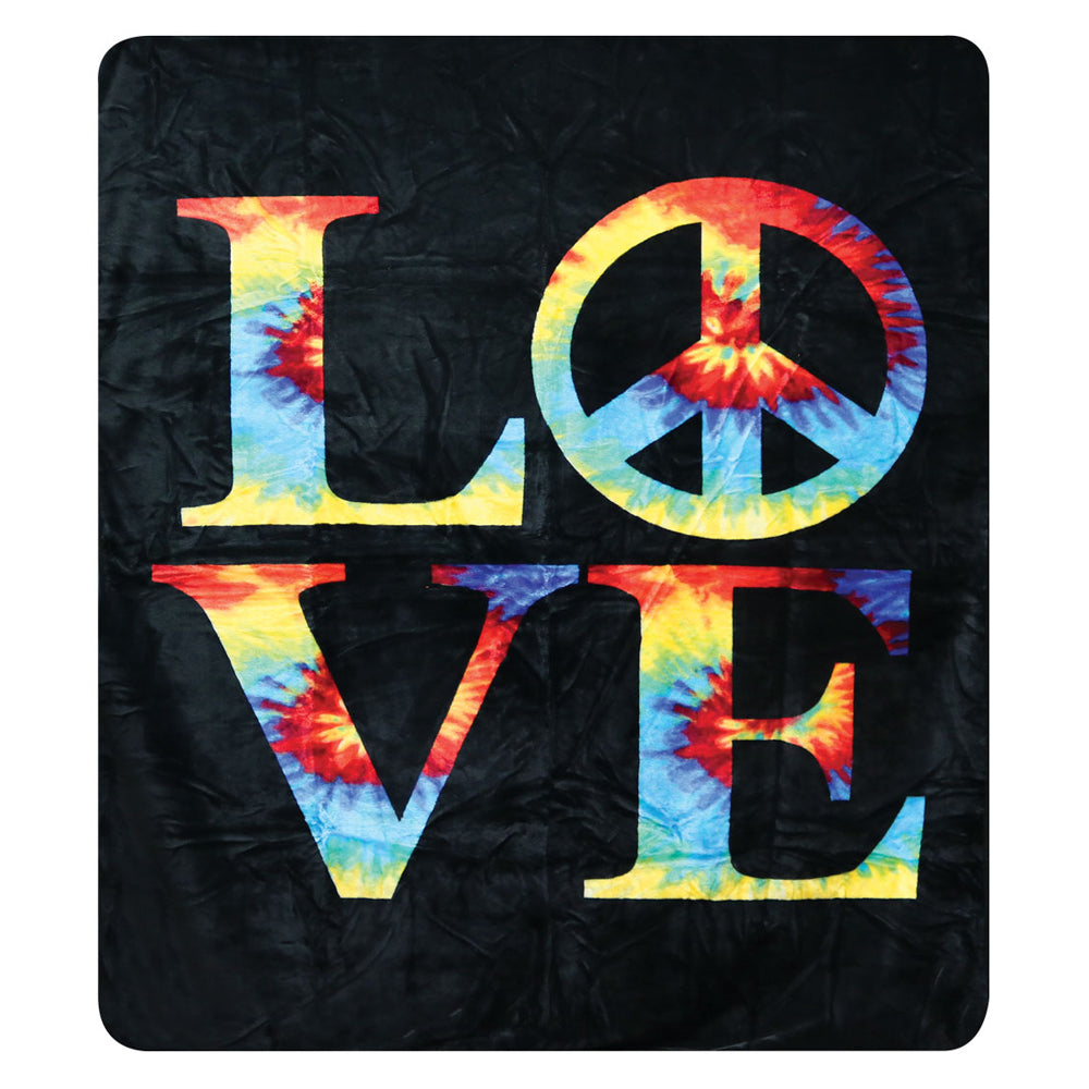 Love Tie Dye Fleece Blanket – 79″ x 94″