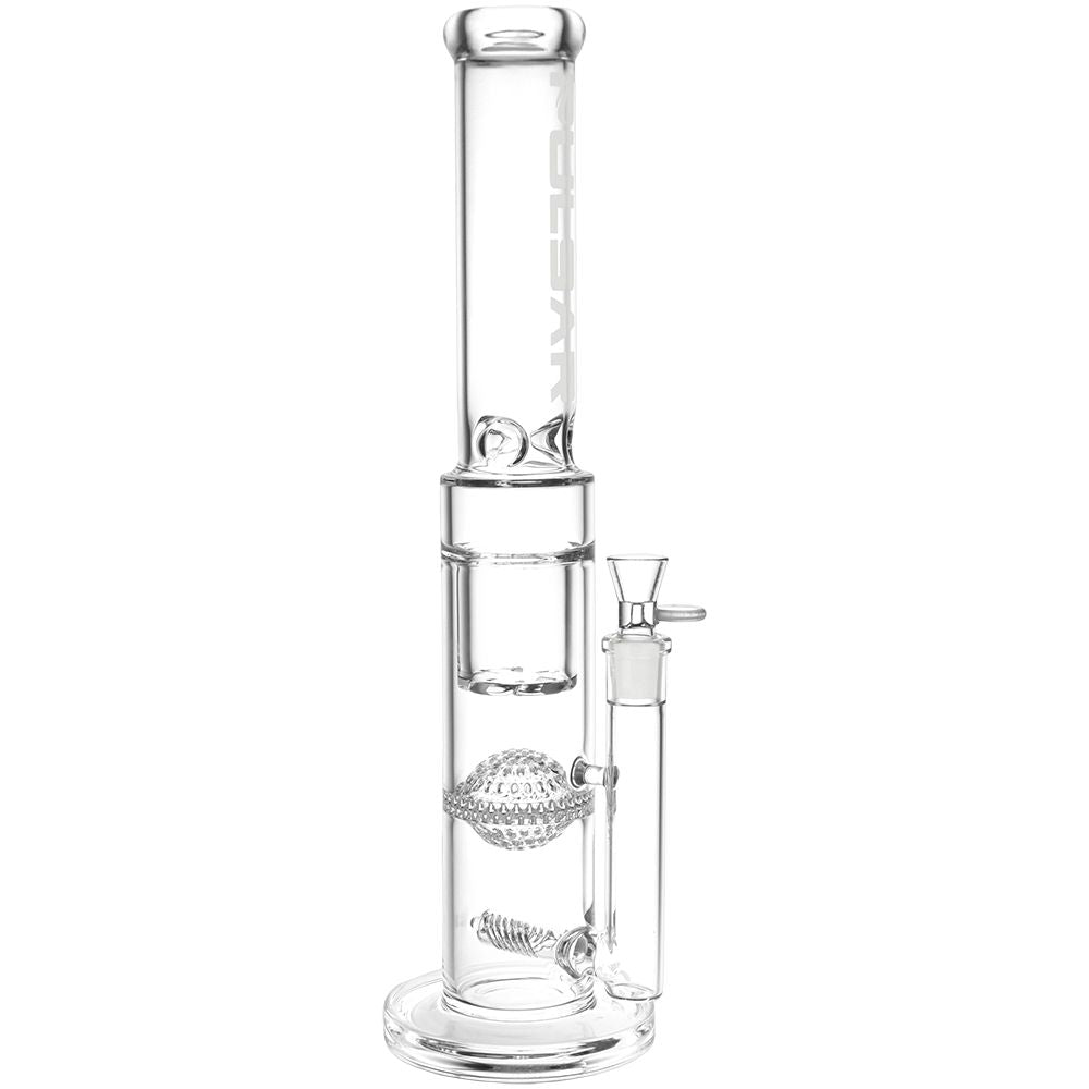 Pulsar Triple Treat Straight Tube Water Pipe – 17″ / 19mm F / Clear