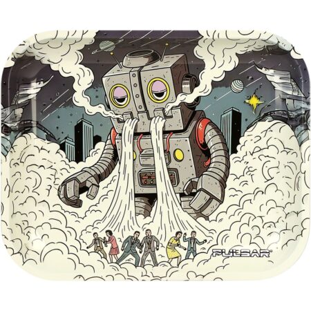 Pulsar Metal Rolling Tray – Attack of the Dope Bot / 13″x 11″
