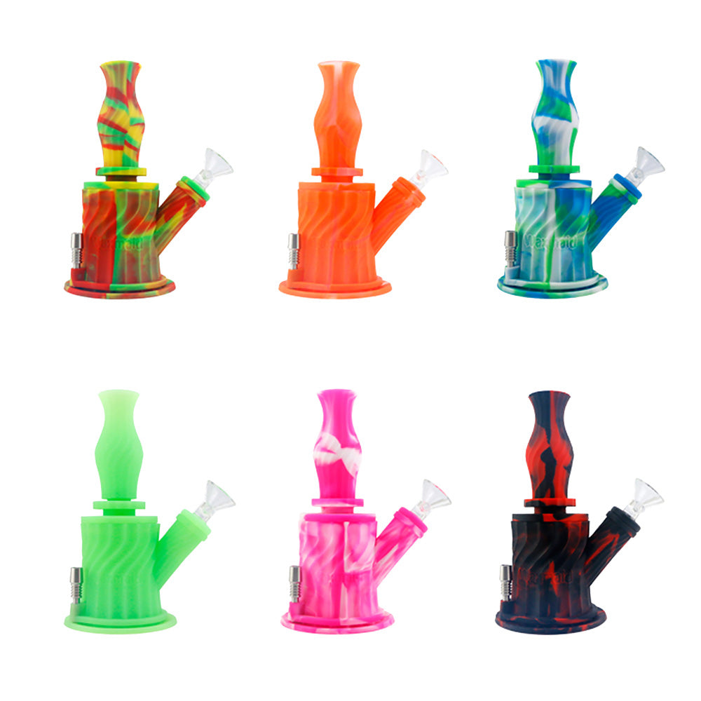 Silicone  3 in 1 Water Pipe – 7″ / 14mm F / Colors Vary