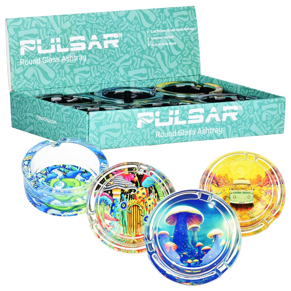 Pulsar Design Series Round Glass Ashtray – 3.4″ / 6ct