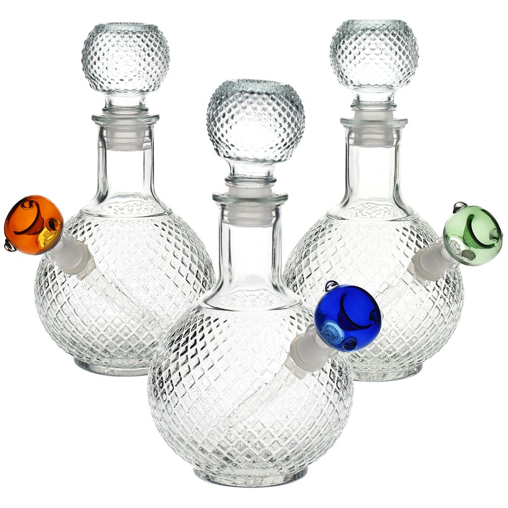 Vintage Decanter Style Glass Water Pipe w/ Cap – 7.5″ / Cruet