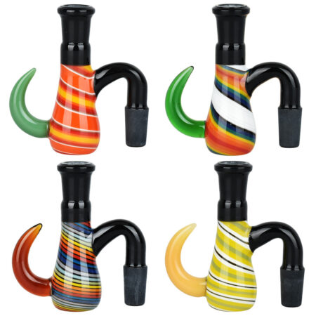 Horned Wonder Dry Glass Ash Catcher – 3.25″ / 14mm M / 90D / Colors Vary