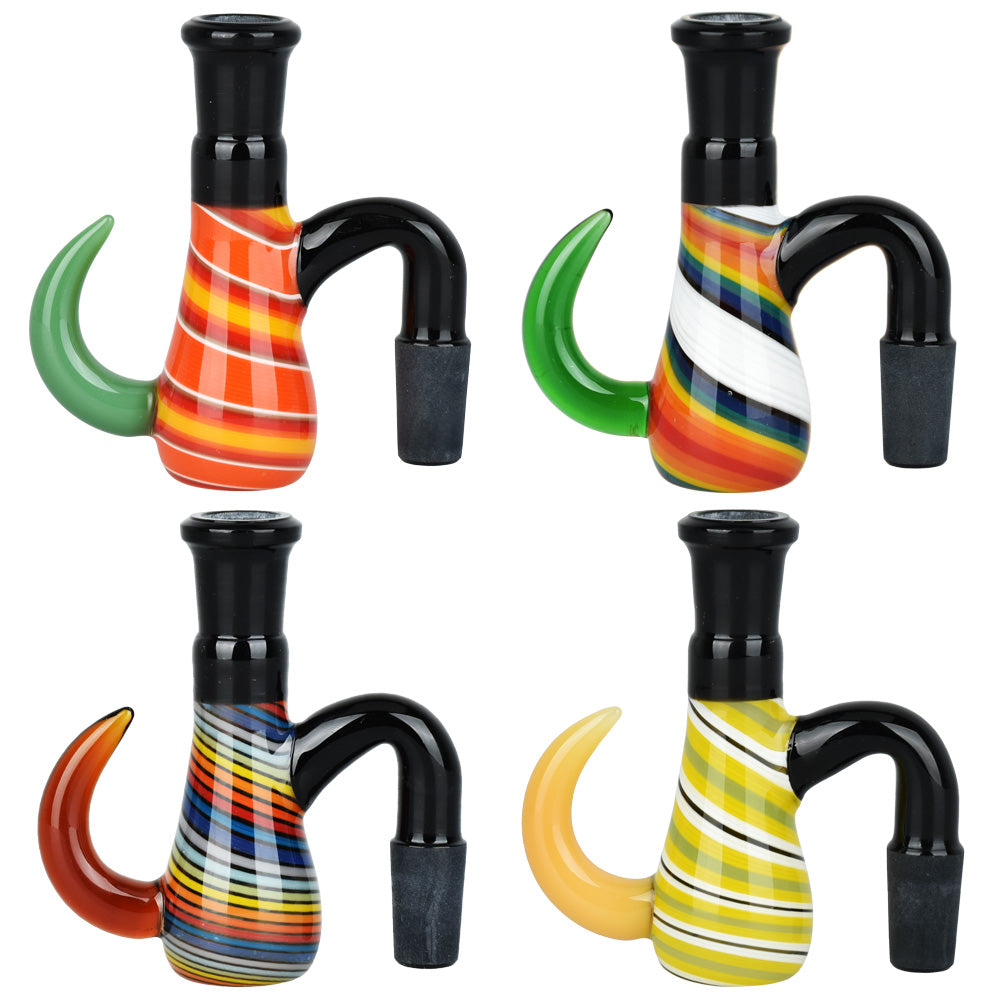 Horned Wonder Dry Glass Ash Catcher – 3.25″ / 14mm M / 90D / Colors Vary
