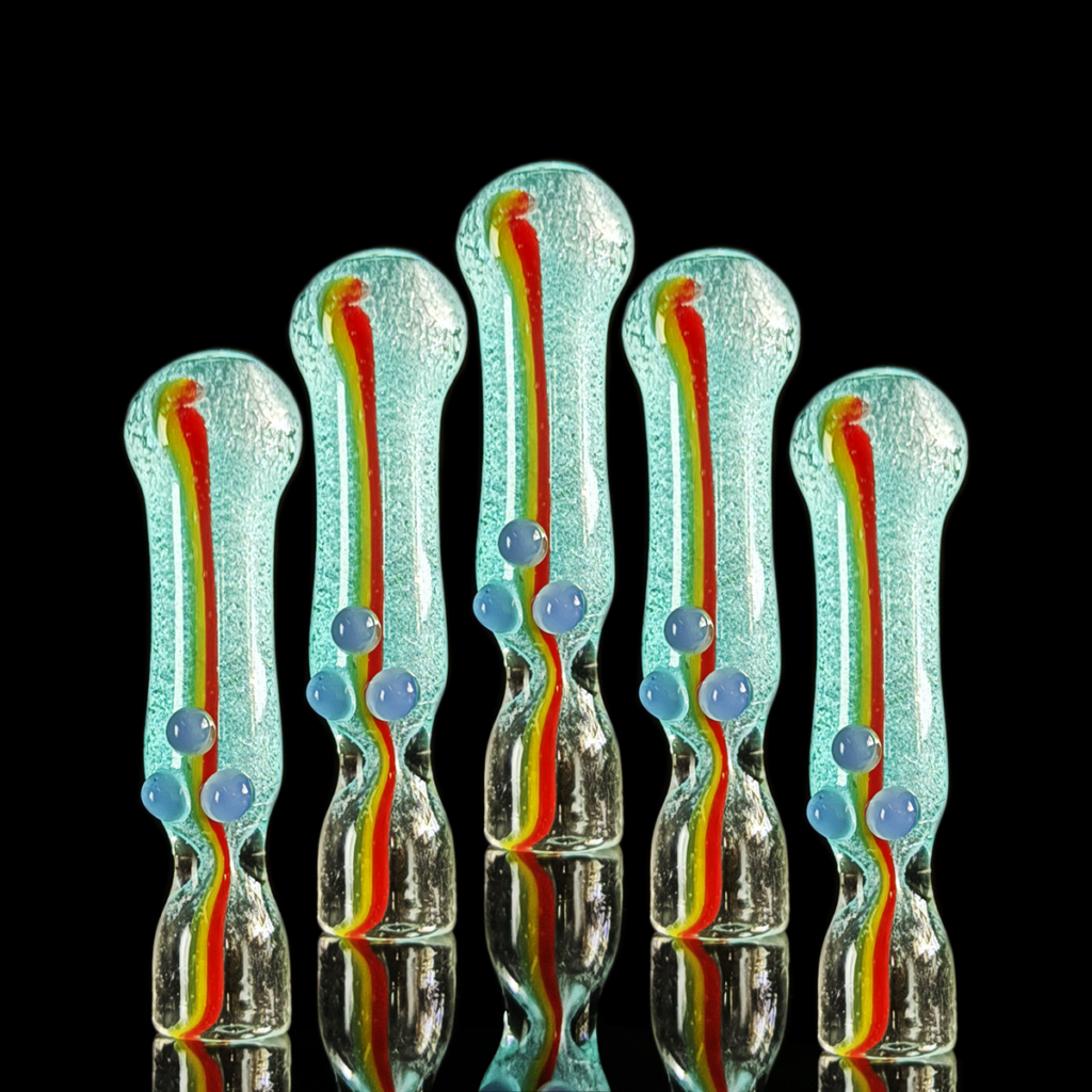 Vibrant Rasta Glow Chillum Pipe – 4 Inch