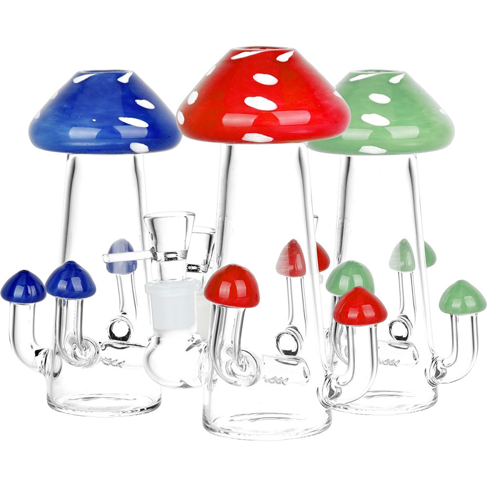 Old School Toadstool Glass Water Pipe – 6″ / 14mm F / Colors Vary