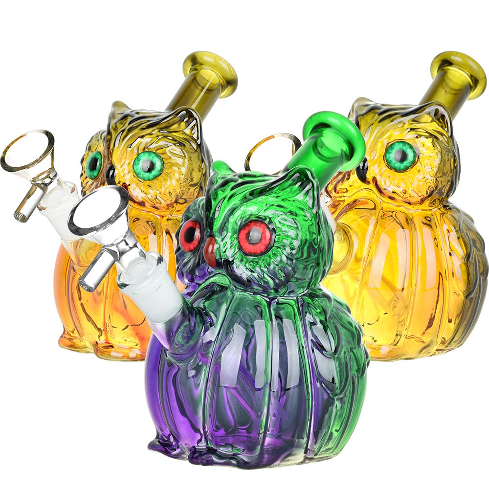 What A Hoot Glass Water Pipe – 5″ / 14mm F / Colors Vary
