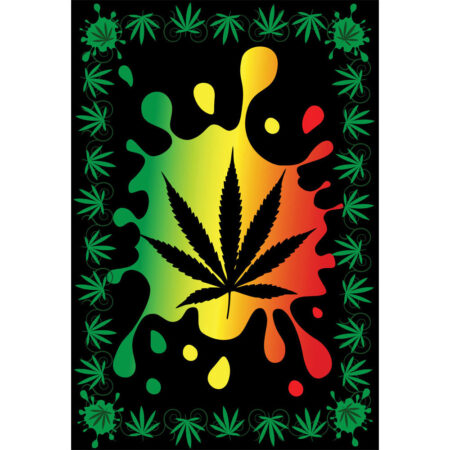 ThreadHeads Rasta Hemp Leaf Tapestry - 55"x83"