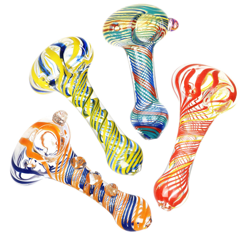 Sada Color Striped Clear Glass Hand Pipe – 3.75″/Colors Vary